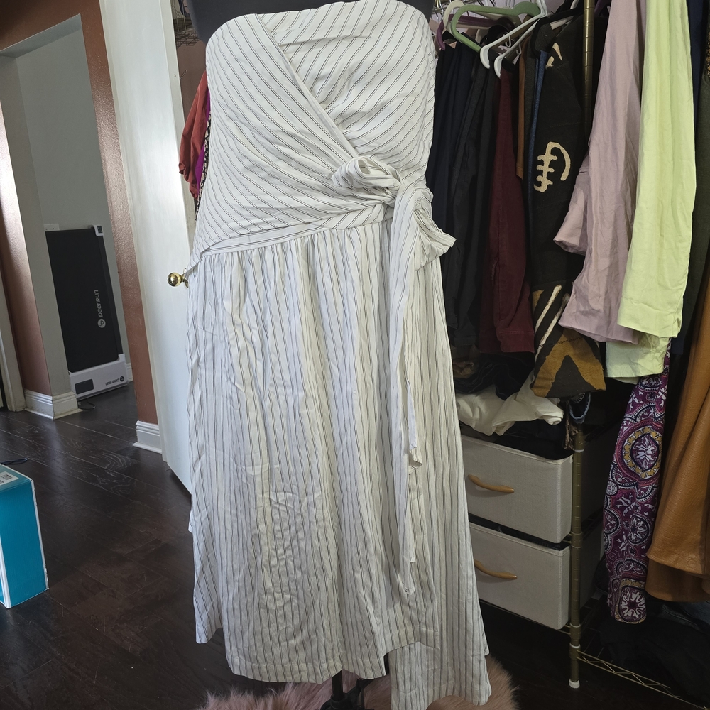 Anthropologie Elegant White Striped Dress